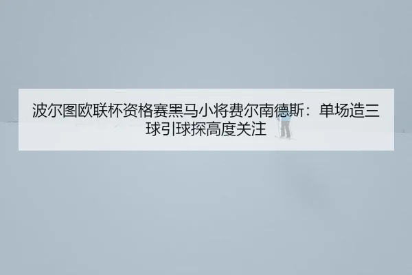 波尔图欧联杯资格赛黑马小将费尔南德斯：单场造三球引球探高度关注